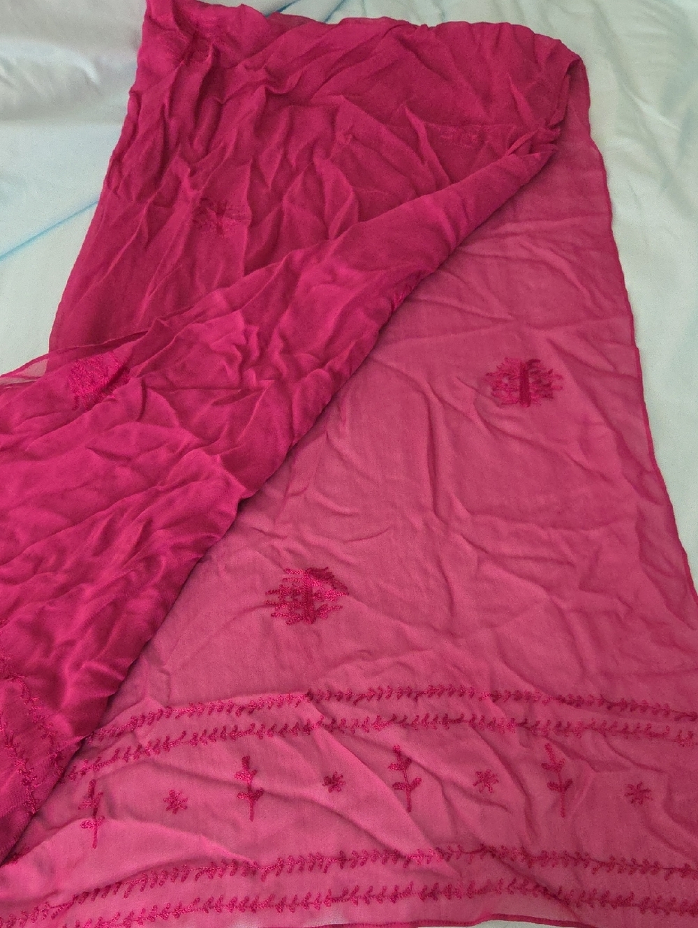 Banana Republic Hot Pink Embroidered Sheer Scarf